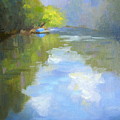 a Blue Boat by the River
